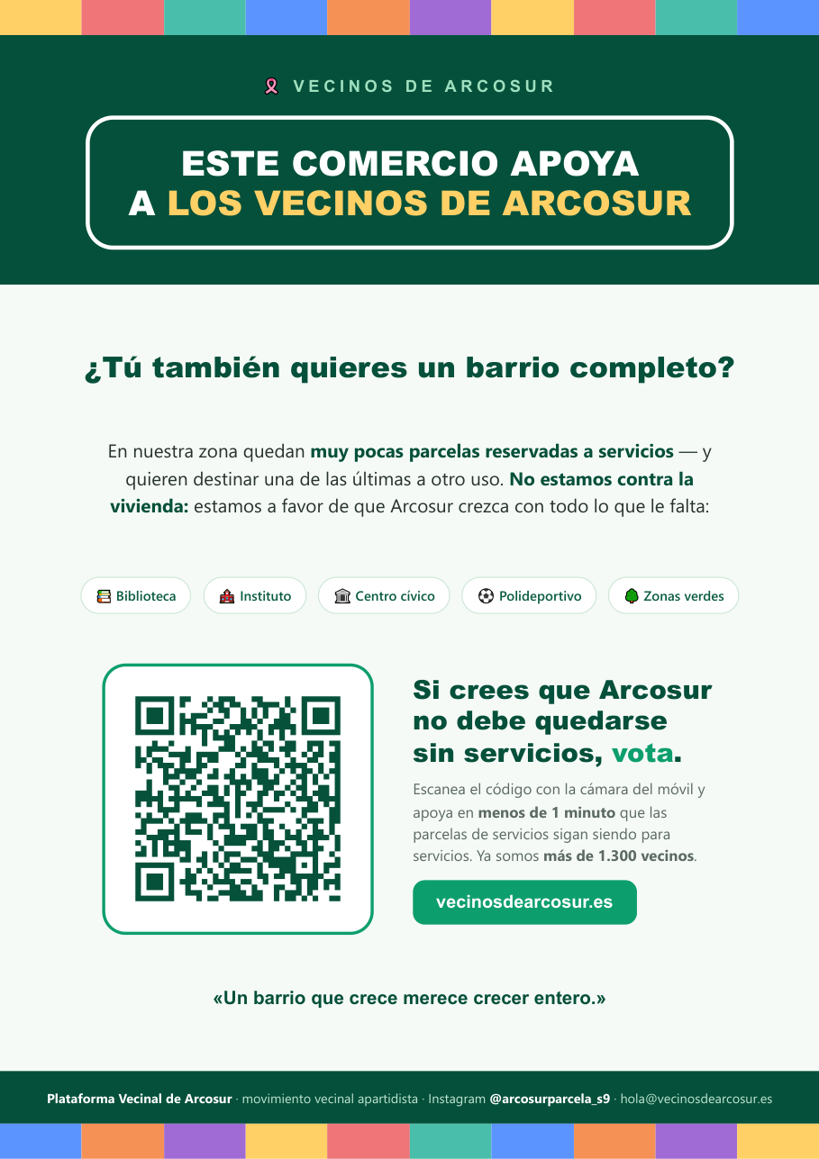Cartel: este comercio apoya a los vecinos de Arcosur